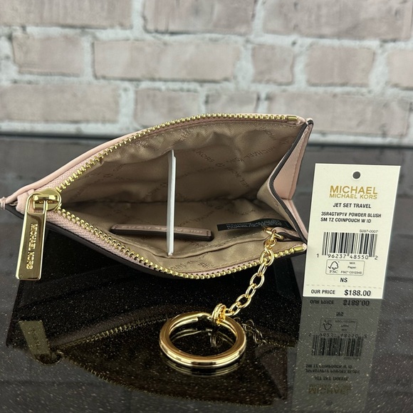 MICHAEL KORS JET SET TRAVEL LEATHER SMALL COINPOUCH CARD WALLET BAG $188 Blush - Picture 4 of 6